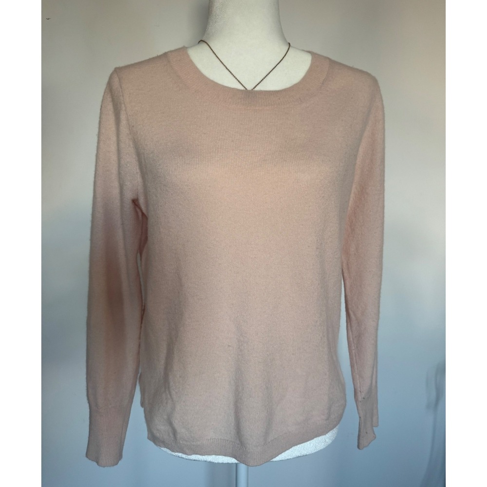 J.Crew Womens 100% Cashmere Crewneck Sweater Light Pink Size M Long Sleeve Knit